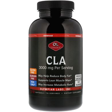Кон'югована лінолева кислота, CLA, Olympian Labs Inc, 3000 мг, 210 капсул