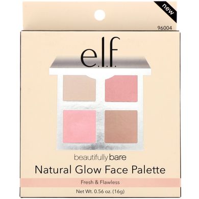 Beautifully Bare, палітра для обличчя для природного сяйва, свіжість і бездоганність, ELF Cosmetics, 16 г (0,56 унцій)
