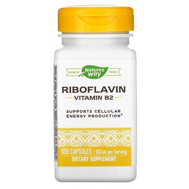 Витамин B2 рибофлавин Nature's Way (Vitamin B2, riboflavin) 100 мг 100 капсул купить в Киеве и Украине