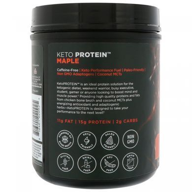 Keto Protein, кетогенная паливо, без кофеїну, кленовий сироп, Dr Axe / Ancient Nutrition, 18,7 унц (530 г)