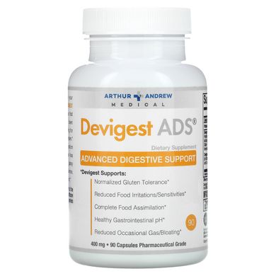 Arthur Andrew Medical, Devigest ADS, покращена підтримка травлення, 400 мг, 90 капсул