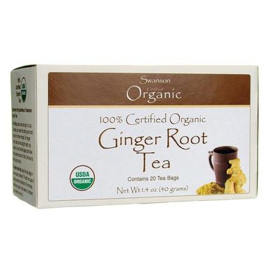 100% сертифицированный органический имбирный корневой чай, 100% Certified Organic Ginger Root Tea, Swanson, 91 грам купить в Киеве и Украине