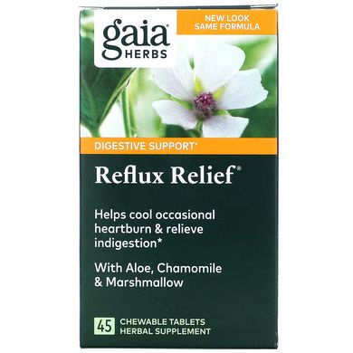 Засіб для полегшення рефлюксу, Gaia Herbs, 45 швидкорозчинних жувальних таблеток