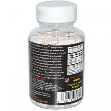 Solar, energy chewing gum, planet of peppermint, B-Fresh Inc., 100 pieces.