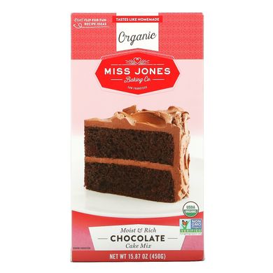 Miss Jones Baking Co, Органічна суміш для торта, шоколад, 15,87 унцій (450 г)