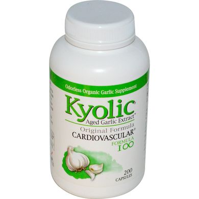 Витриманий часниковий екстракт, серцево-судинна система, формула 100, Kyolic, 200 капсул