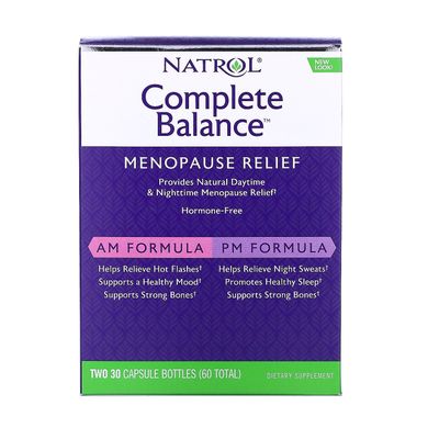 Вітаміни під час менопаузи повний комплекс Natrol (Complete Balance for Menopause) 2 пляшечки по 30 капсул