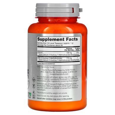 Гідроксиметилбутират ГМБ Now Foods (Sport HMB Sports) 90 г