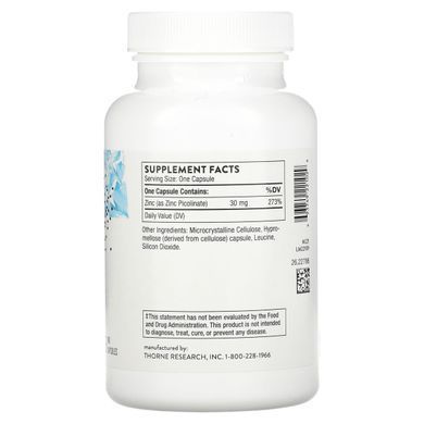 Цинк Пиколинат усиленный Thorne Research (Zinc Picolinate) 30 мг 180 капсул купить в Киеве и Украине