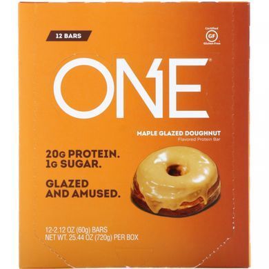 Батончик One, пончик з кленової глазур'ю, One Brands, 12 батончиків, по 60 г (2,1 унц) кожен