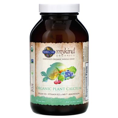 KIND Organics, органічний рослинний кальцій, Garden of Life, 180 веганських таблеток