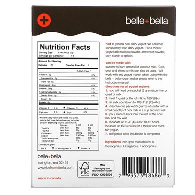 Безмолочная закваска для йогурта, Belle+Bella, 4 пакетика по 5 г купить в Киеве и Украине
