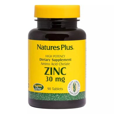 Цинк Natures Plus (Zinc Chelated) 30 мг 90 таблеток купить в Киеве и Украине