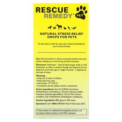 Bach, Rescue Remedy&reg; Pet, Natural Stress Relief For Pets , 0.7 fl oz (20 ml) купить в Киеве и Украине