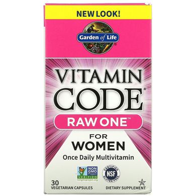 Сирі мультивітаміни для жінок, Raw One for Women, Vitamin Code, Garden of Life, 30 вегетаріанських капсул
