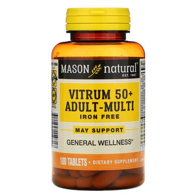 Полівітаміни для літніх Вітрум 50+, Mason Natural, 100 таблеток