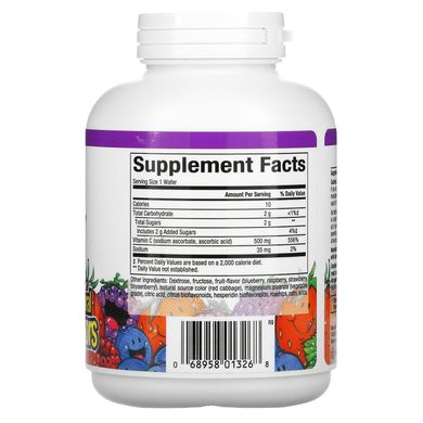 Вітамін C500 мг, лохина, малина і бойзенова ягода, Natural Factors, 90 жувальних пластинок
