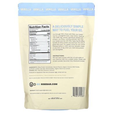 Rise Bar, Whey Protein Powder, Vanilla, 2.3 lb (1 kg)