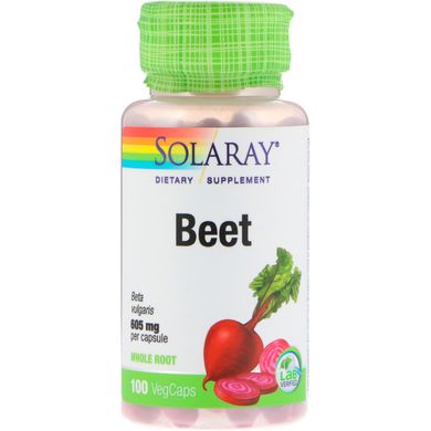 Буряк, Beet Root, Solaray, 605 мг, 100 вегетаріанських капсул