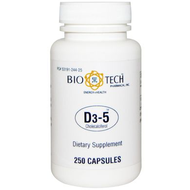 D3-5 холекальциферол, Bio Tech Pharmacal, Inc, 250 капсул купить в Киеве и Украине