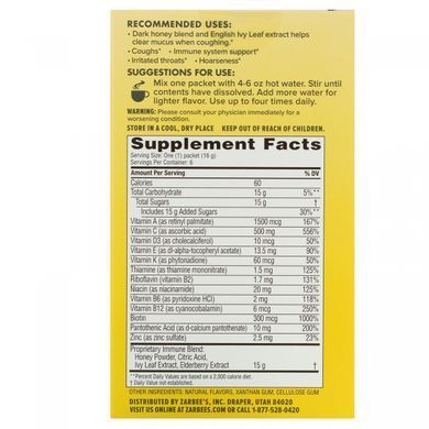 Reduction of painful symptoms in the throat, with cough, expectoration, daytime drink, natural lemon flavor, Zarbees, 6 packets, 3.4 oz. (96 g) each.