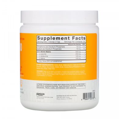 Амінокислота BCAA 5000, помаранчевий манго, RSP Nutrition, 225 г