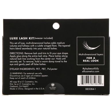 Набір накладних вій Luxe Lash Kit, Winged & Polished, E.L.F., 1 пара вій і 1 пінцет