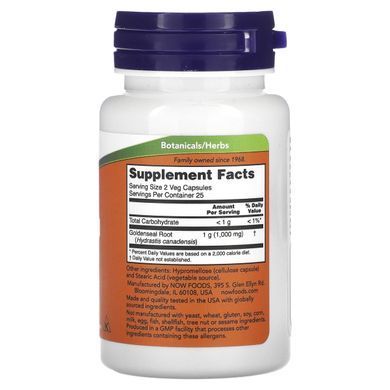 NOW Foods, Goldenseal Root, 500 mg, 50 Veg Capsules купить в Киеве и Украине