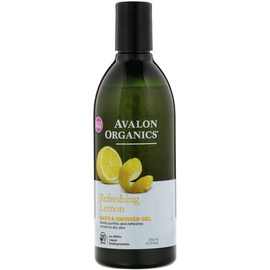 Гель для душа і ванн, лимон, Avalon Organics, 12 рідких унцій (355 мл)