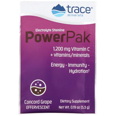 Електроліти Trace Minerals Research (Electrolyte Stamina Power Pak) 30 пакетиків зі смаком винограду