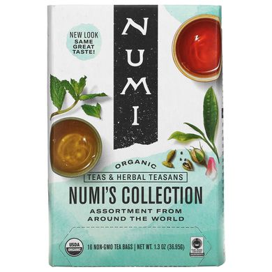 Органічний чай, чаї та трав'яні збори, колекція Numi, Numi Tea, 16 чайних пакетиків без ГМО, 1,26 унц (34,7 г)