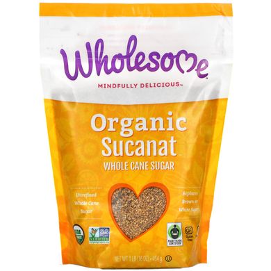 Органічний сахарінат, зневоднений сік цукрової тростини, Wholesome Sweeteners, Inc, 16 унцій (454 г)