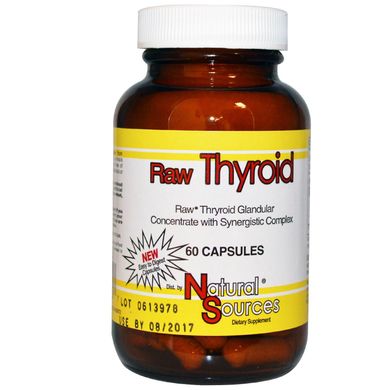 Гормони для щитовидної залози Natural Sources (Raw Thyroid) 60 капсул