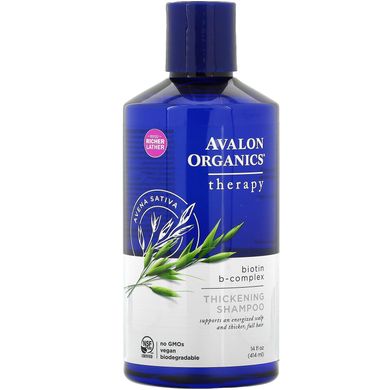 шампунь для густоти волосся, комплексна терапія з біотином B, Avalon Organics, 14 рідких унцій (414 мл)