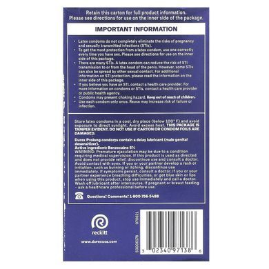 Durex, Prolong, Regular Fit, 12 латексних презервативів