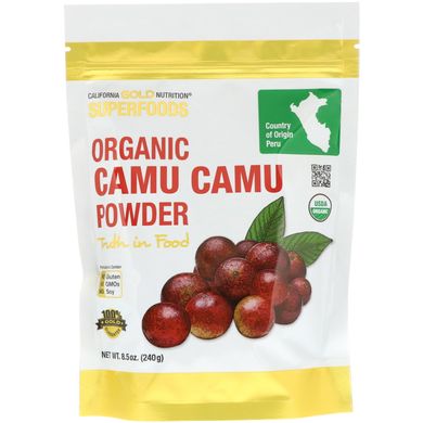 Органічний порошок каму-каму California Gold Nutrition (Superfoods Organic Camu Camu Powder) 240 г