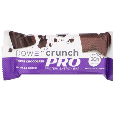 Енергетичний батончик Power Crunch Protein, PRO, потрійний шоколад, BNRG, 12 батончиків, 2,0 унції (58 г) кожен