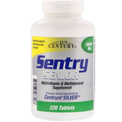 Sentry Senior, мультивітамінна та мультимінеральна добавка, 21st Century, 220 таблеток