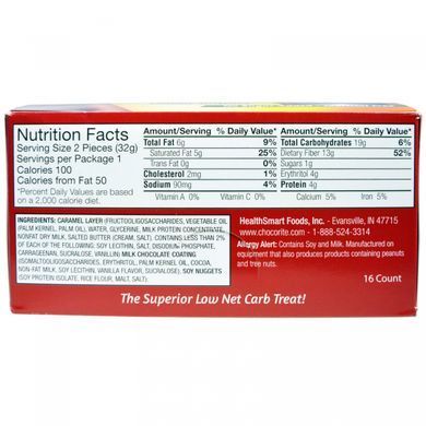 Milk Chocolate Cookies with Caramel HealthSmart Foods, Inc. (Milk) 16 packs of 32 g