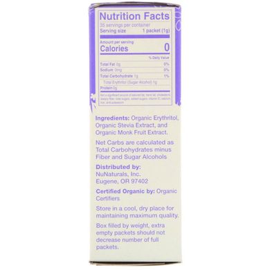 Подсластитель стевия + архат органик NuNaturals (Sweetener) 35 пакетов купить в Киеве и Украине