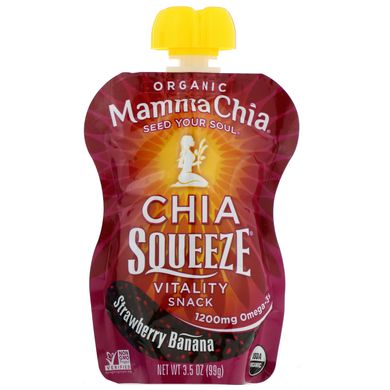 Семена чиа органик клубника/банан Mamma Chia (Chia Squeeze) 9 пакетов по 99 г купить в Киеве и Украине