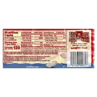 Sun-Maid, Йогурт с изюмом, ваниль, 6 коробок по 28,3 г (1 унция) купить в Киеве и Украине
