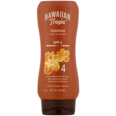 Засмага, сонцезахисний крем з лосьйоном, Lotion Sunscreen, SPF 4, Hawaiian Tropic, 8 рідких унцій (236 мл)