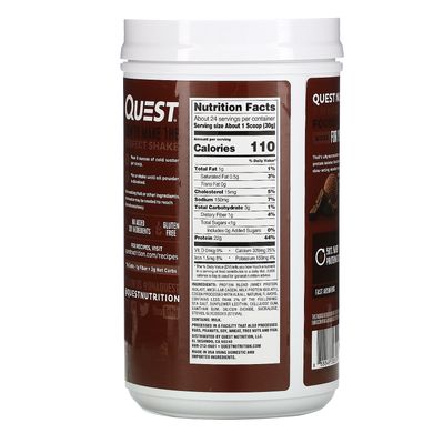 Протеїновий порошок, шоколадний молочний коктейль, Protein Powder, Vanilla Milkshake, Quest Nutrition, 726 г