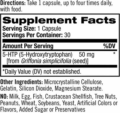 5-гідрокситриптофан Natrol (5-HTP) 50 мг 30 капсул