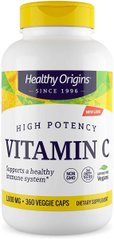 Вітамін С, аскорбінова кислота, Vitamin C, Healthy Origins, 1000 мг, 360 вегетаріанських капсул