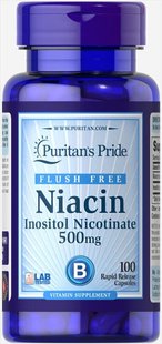 Флеш Свободный Ниацин, Flush Free Niacin, Puritan's Pride, 500 мг, 100 капсул купить в Киеве и Украине