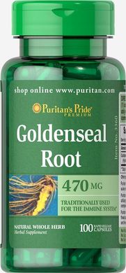 Золотий корінь, Goldenseal Root, Puritan's Pride, 470 мг, 100 капсул