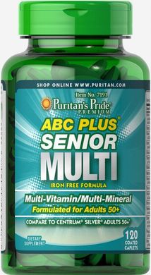 Мультивітаміни і мінерали 50+ без заліза Puritan's Pride (ABC Plus Senior Multi) 120 капсул