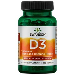 Вітамін Д3 Swanson (Vitamin D-3 - Highest Potency) 5000 МО 250 капсул